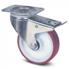 Alpha - 8477UAD080P62 red - Swivel Castors with total lock 80 mm - Stainless,  - 