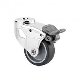 Mono - A025PJI050L51-10 chrome - Drejeligt hjul med hjulbremse 50 mm - 